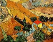 Vincent Van Gogh Valley with Ploughman Seen from Above Sweden oil painting artist